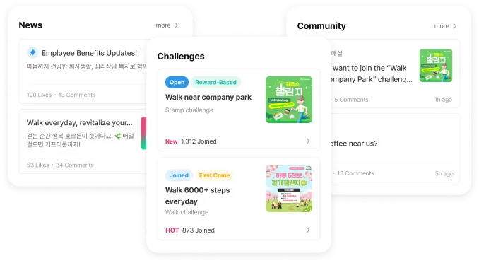 Corporate dedicated space app screen